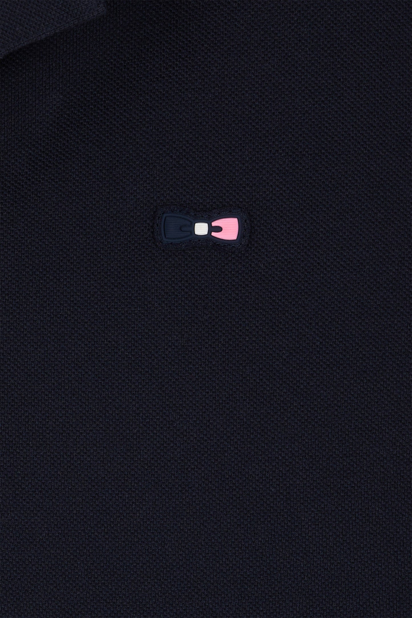 Straight-fit short-sleeved polo shirt in navy cotton with two-tone Eden Park jacquard collar