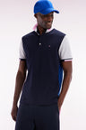 Straight-fit short-sleeved colorblock polo shirt in pink cotton