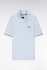 Polo à manches courtes en coton ciel broderie ton sur ton coupe décontractée
