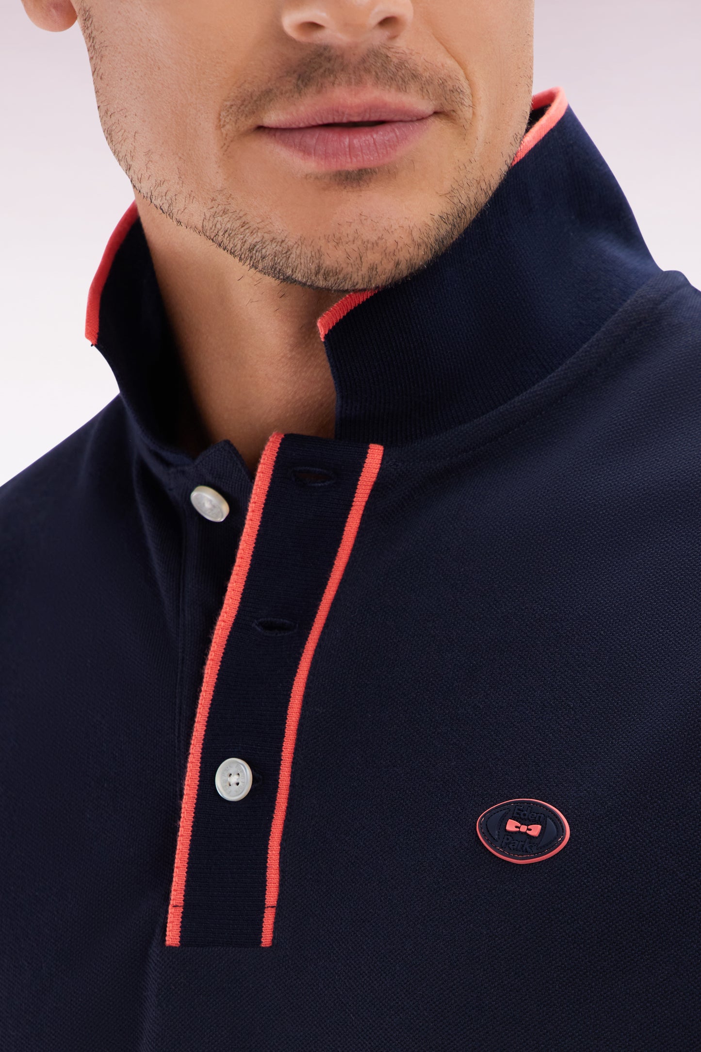 Polo à manches courtes en coton corail rayures colorées coupe décontractée