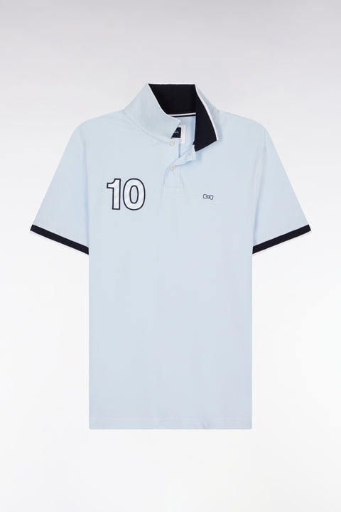 Polo à manches courtes en coton ciel broderie 10 coupe décontractée - Image 2