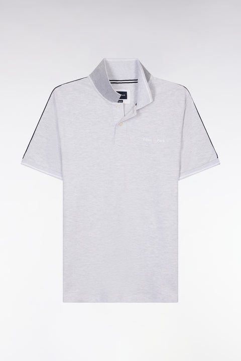 Polo à manches courtes uni en coton gris inscription Eden Park coupe décontractée - Image 2