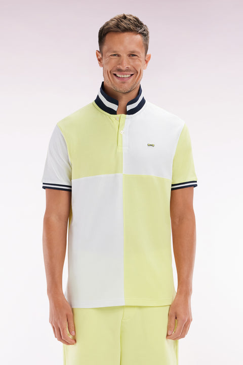Polo à manches courtes coupé-cousu en coton jaune coupe décontractée - Image 1