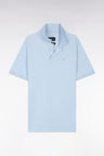 Straight-fit short-sleeved polo shirt in sky blue Pima cotton