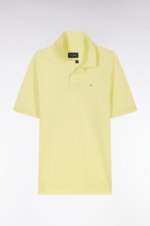 Straight-fit short-sleeved polo shirt in yellow Pima cotton - Image 2