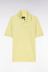 Straight-fit short-sleeved polo shirt in yellow Pima cotton