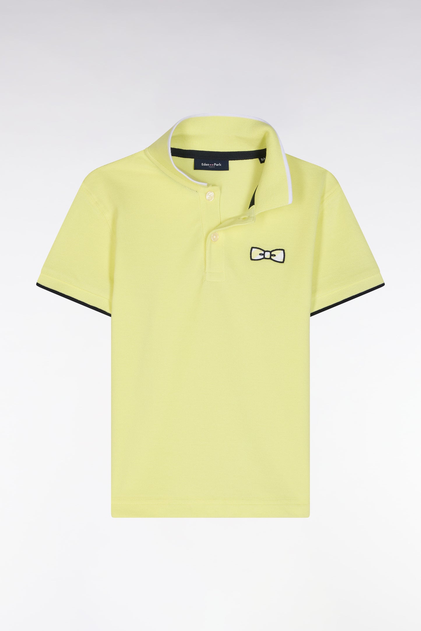 Straight-fit short-sleeved polo shirt in yellow cotton