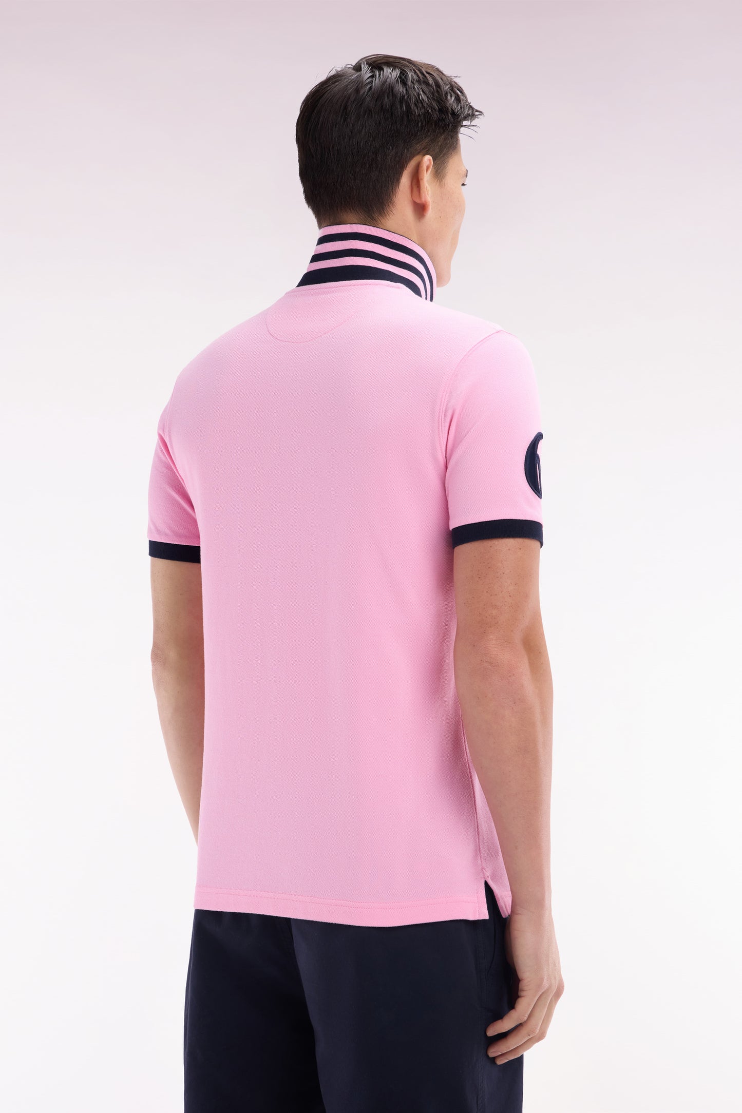 Straight-fit 6 Nations short-sleeved polo shirt in pink cotton piqué