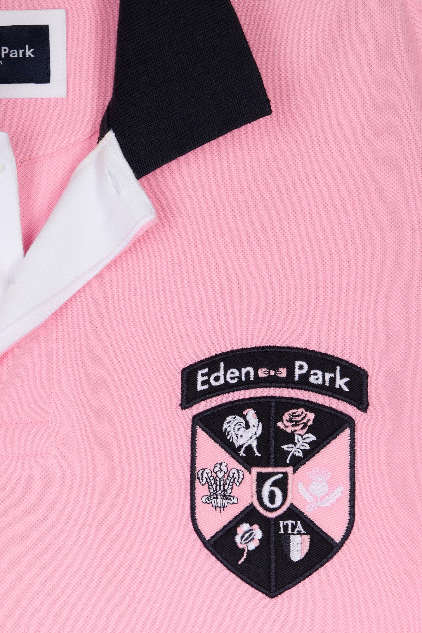 Straight-fit 6 Nations short-sleeved polo shirt in pink cotton piqué