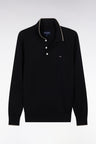 Straight-fit black and brown cotton jumper with a rugby-style collar