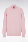 Pull col camionneur en coton nid d'abeille rose coupe droite