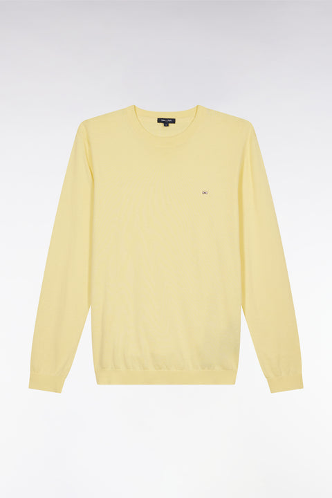 Pull col rond en coton et soie mélangés ivoire coupe droite - Image 2