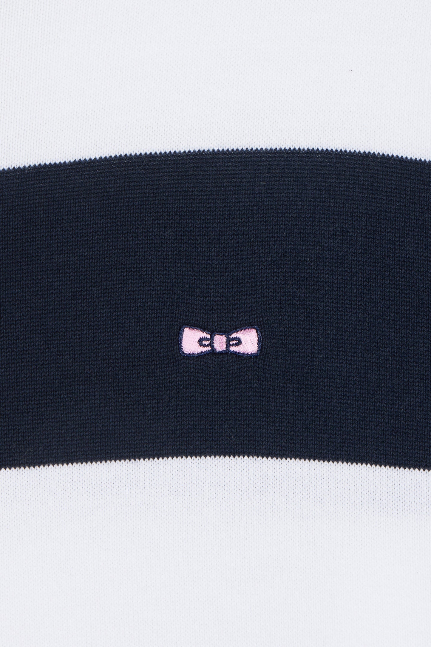 Round collar striped jumper in sky blue and white cotton