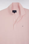 Pull col polo en coton et soie mélangés rose coupe droite