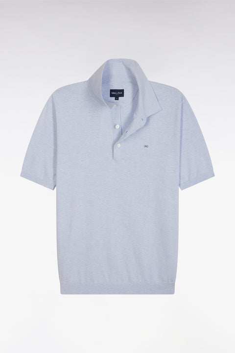 Pull col polo en coton et soie mélangés gris clair coupe droite - Image 2