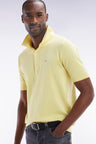 Pull col polo en coton et soie mélangés jaune coupe droite