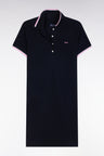Navy cotton rugby shirt dress with tricolor accents