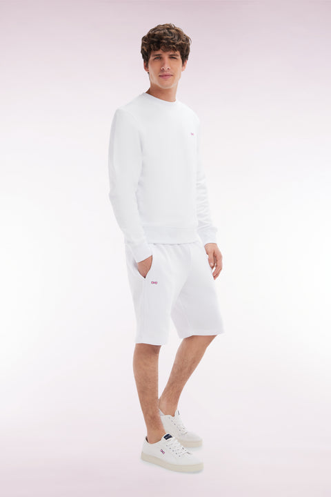 Sweatshirt en molleton coton blanc coupe droite et col rond - Image 3
