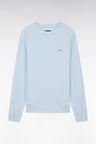 Straight-fit sky blue cotton fleece sweatshirt