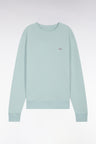 Straight-fit sea green cotton fleece sweatshirt
