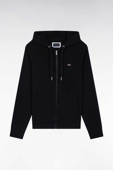 Sweatshirt zippé en molleton coton noir coupe droite - Image 1