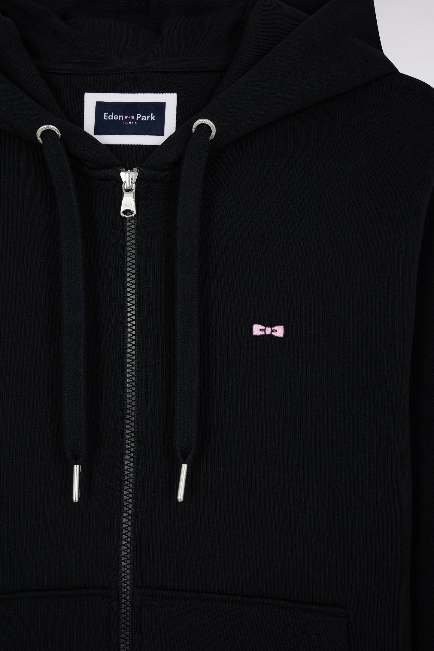 Sweatshirt zippé en molleton coton noir coupe droite