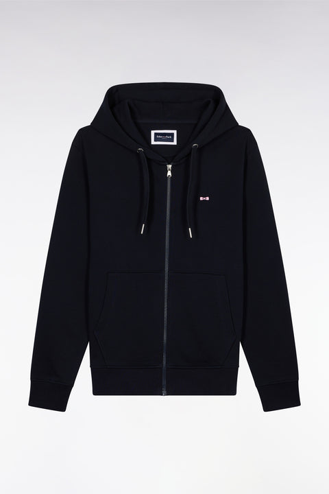 Sweatshirt zippé en molleton coton marine coupe droite - Image 2