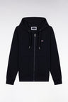 Sweatshirt zippé en molleton coton marine coupe droite