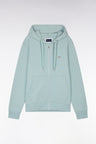 Sweatshirt zippé en molleton coton vert d'eau coupe droite