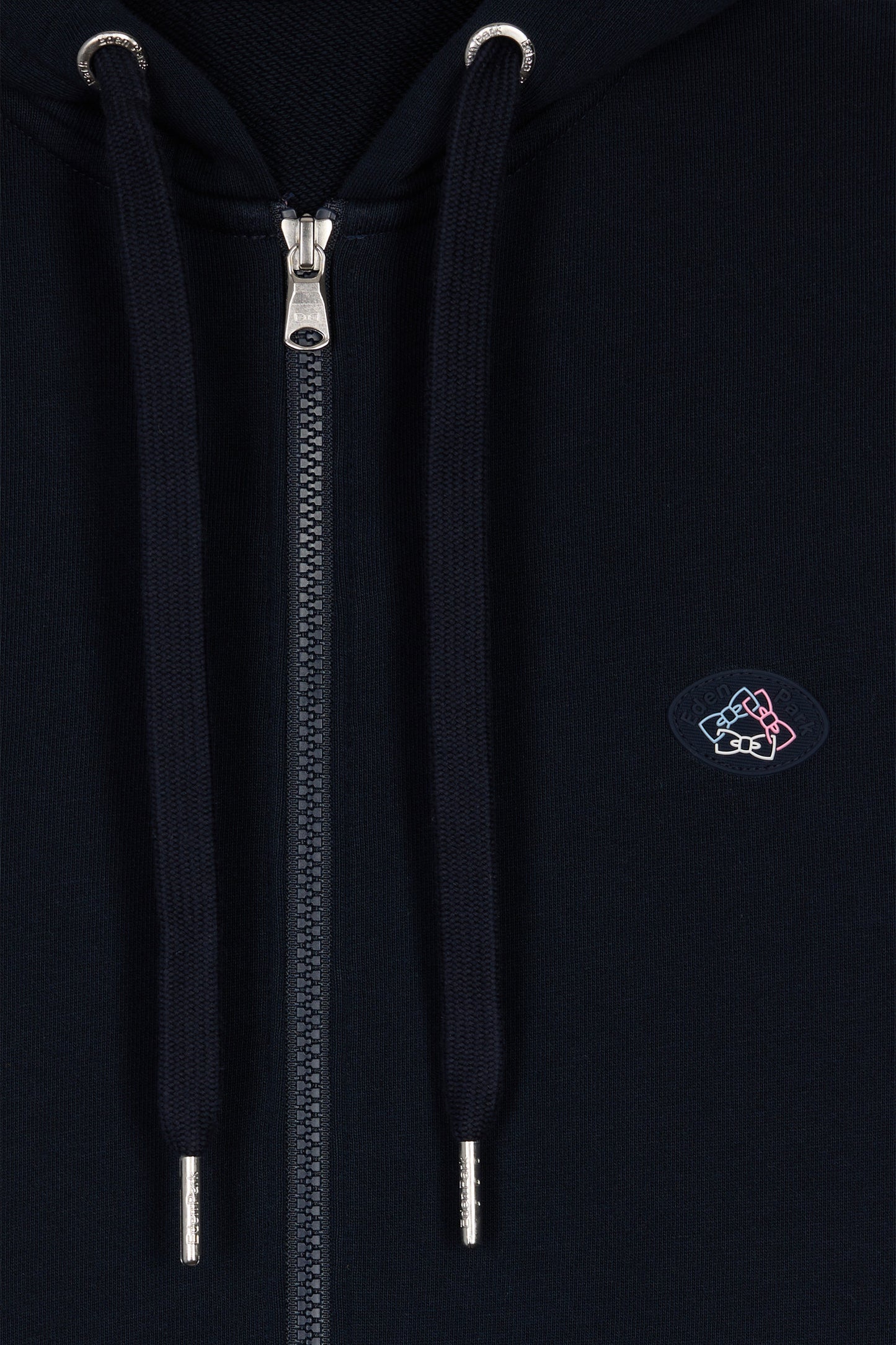 Straight-fit zipped sweatshirt in navy colorblock cotton fleece