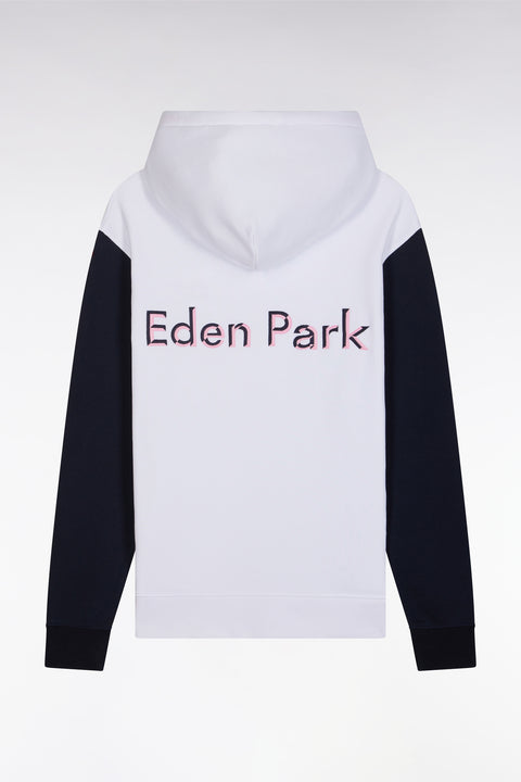 Sweatshirt à capuche en coton blanc coupe décontractée broderie dos bicolore - Image 2