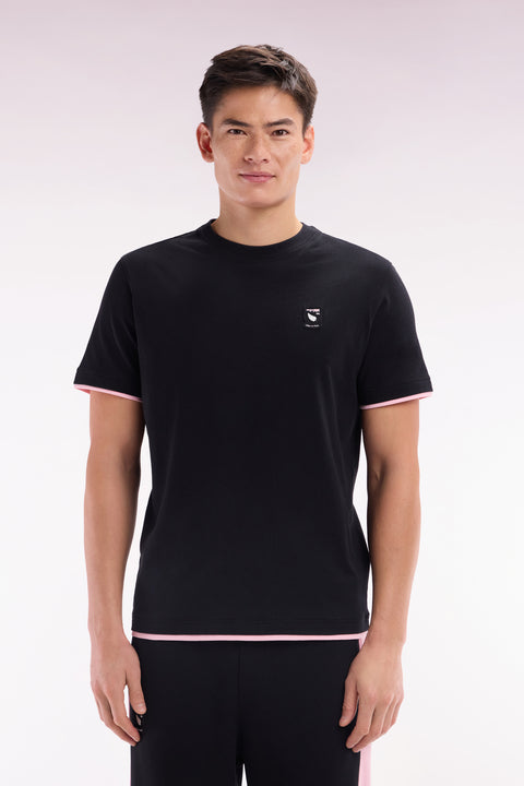 T-shirt en coton noir écusson New Zealand coupe décontractée - Image 1