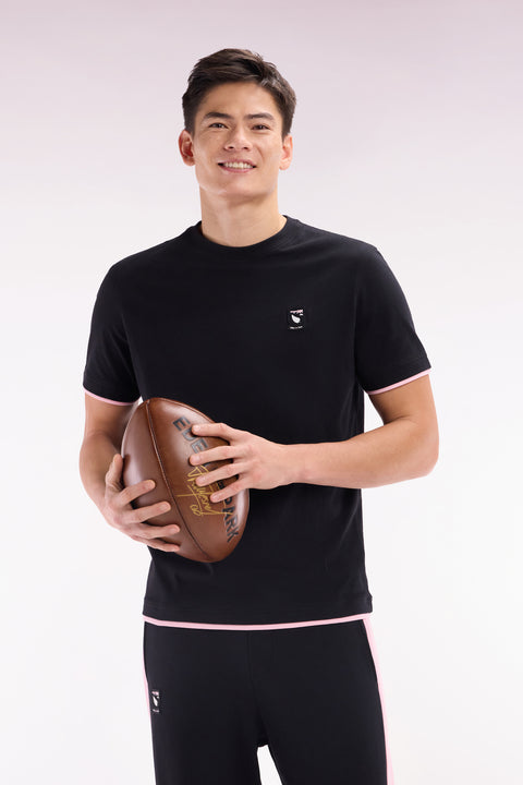 T-shirt en coton noir écusson New Zealand coupe décontractée - Image 3