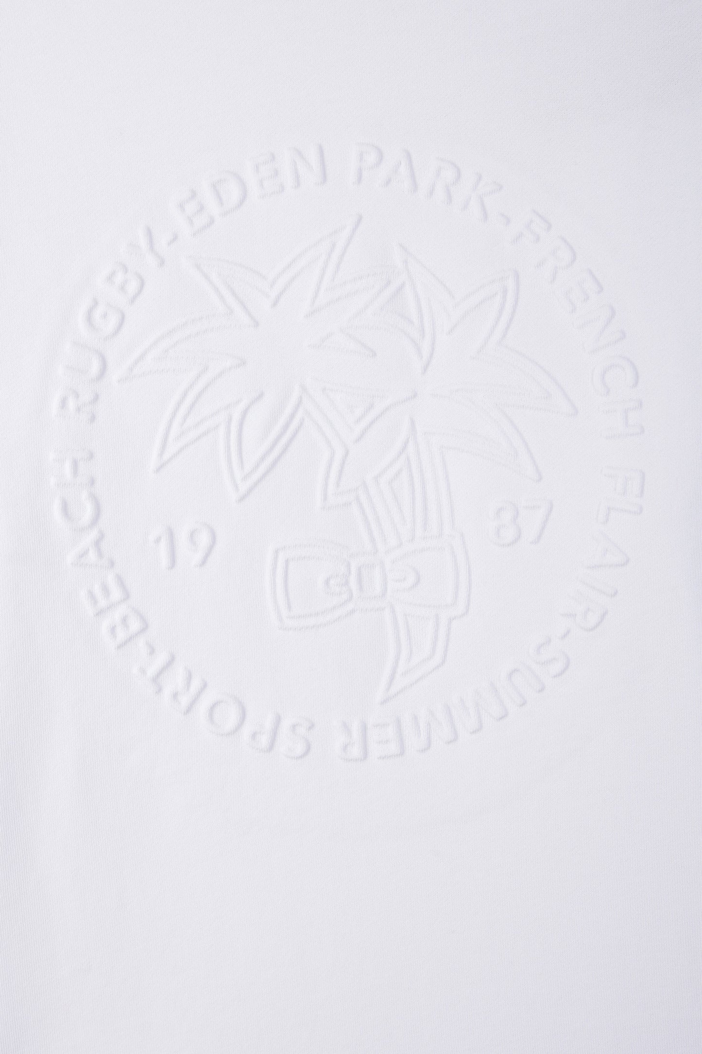 Sweatshirt en molleton coton blanc broderie palmier ton sur ton coupe décontractée