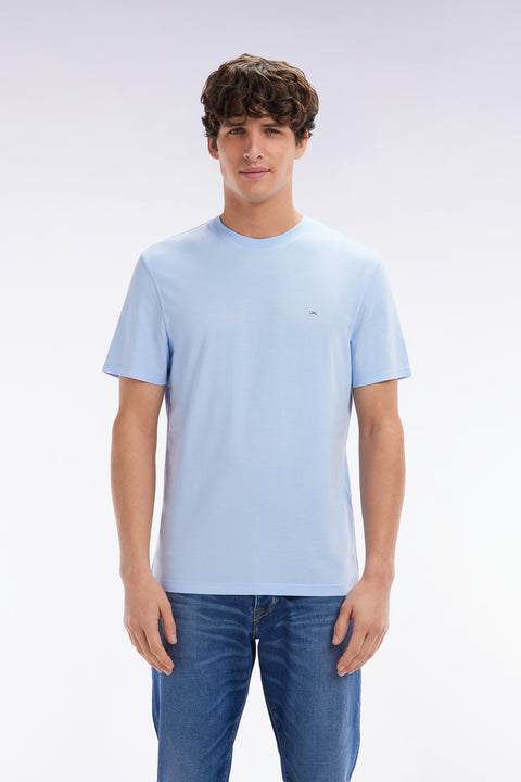 T-shirt ciel uni en lyocell et coton coupe droite - Image 1