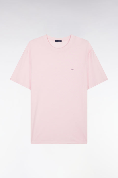 T-shirt rose uni en lyocell et coton coupe droite - Image 1