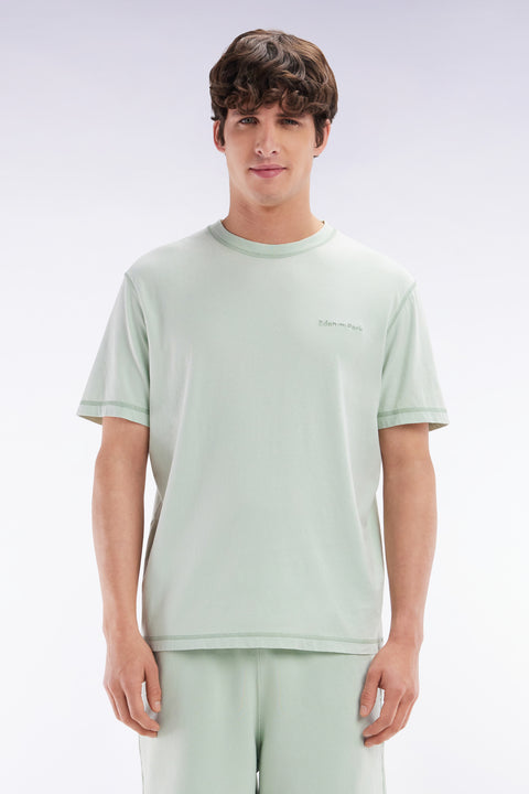 T-shirt en jersey de coton vert surteint coupe décontractée - Image 1