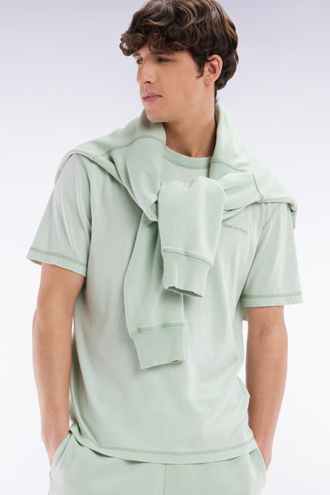 T-shirt en jersey de coton vert surteint coupe décontractée - Image 3