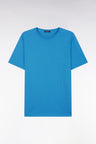 T-shirt en coton Pima bleu coupe droite