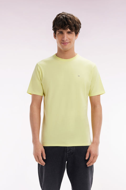 T-shirt en coton Pima jaune coupe droite - Image 1