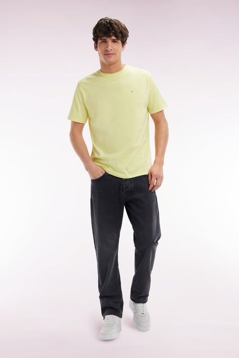 T-shirt en coton Pima jaune coupe droite - Image 3