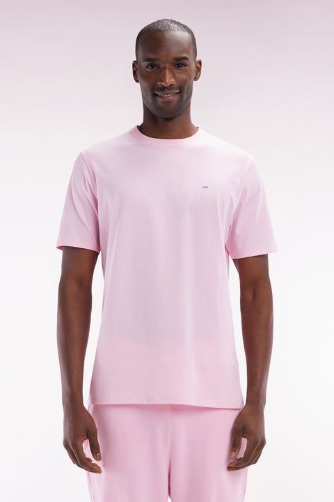 T-shirt en coton Pima rose coupe droite - Image 1