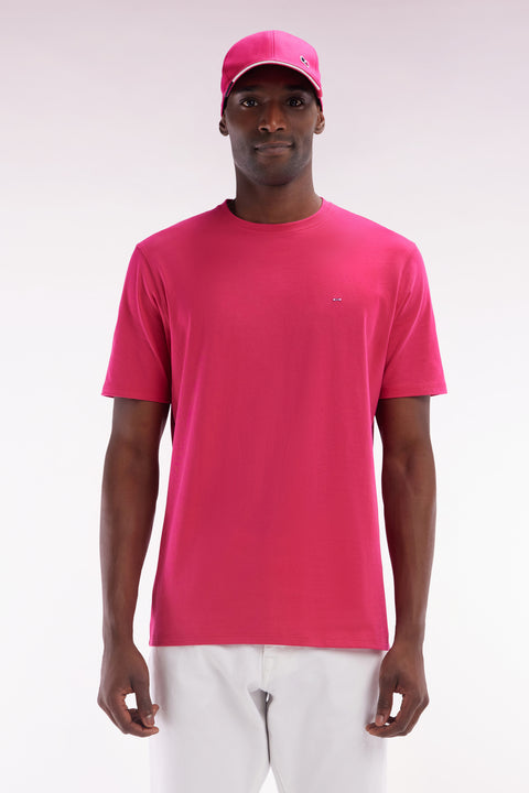 T-shirt en coton Pima fuchsia coupe droite - Image 1