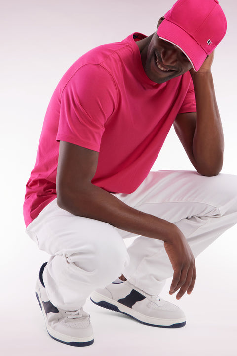 T-shirt en coton Pima fuchsia coupe droite - Image 3