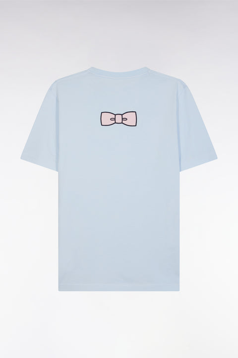 T-shirt en coton Pima ciel broderie dos coupe droite - Image 2