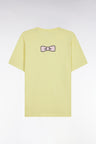 Straight-fit yellow Pima cotton T-shirt with back embroidery