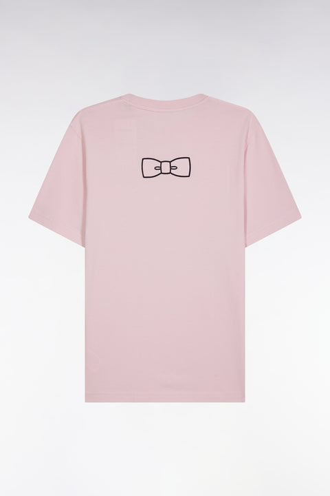 T-shirt en coton Pima rose pâle broderie dos coupe droite - Image 2