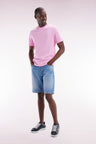 Straight-fit pink Pima cotton T-shirt with back embroidery