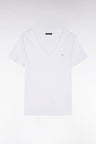 T-shirt en coton Pima côtelé blanc coupe ajustée