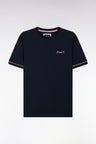 Straight-fit two-tone navy cotton T-shirt with Eden Park French Flair embroidery